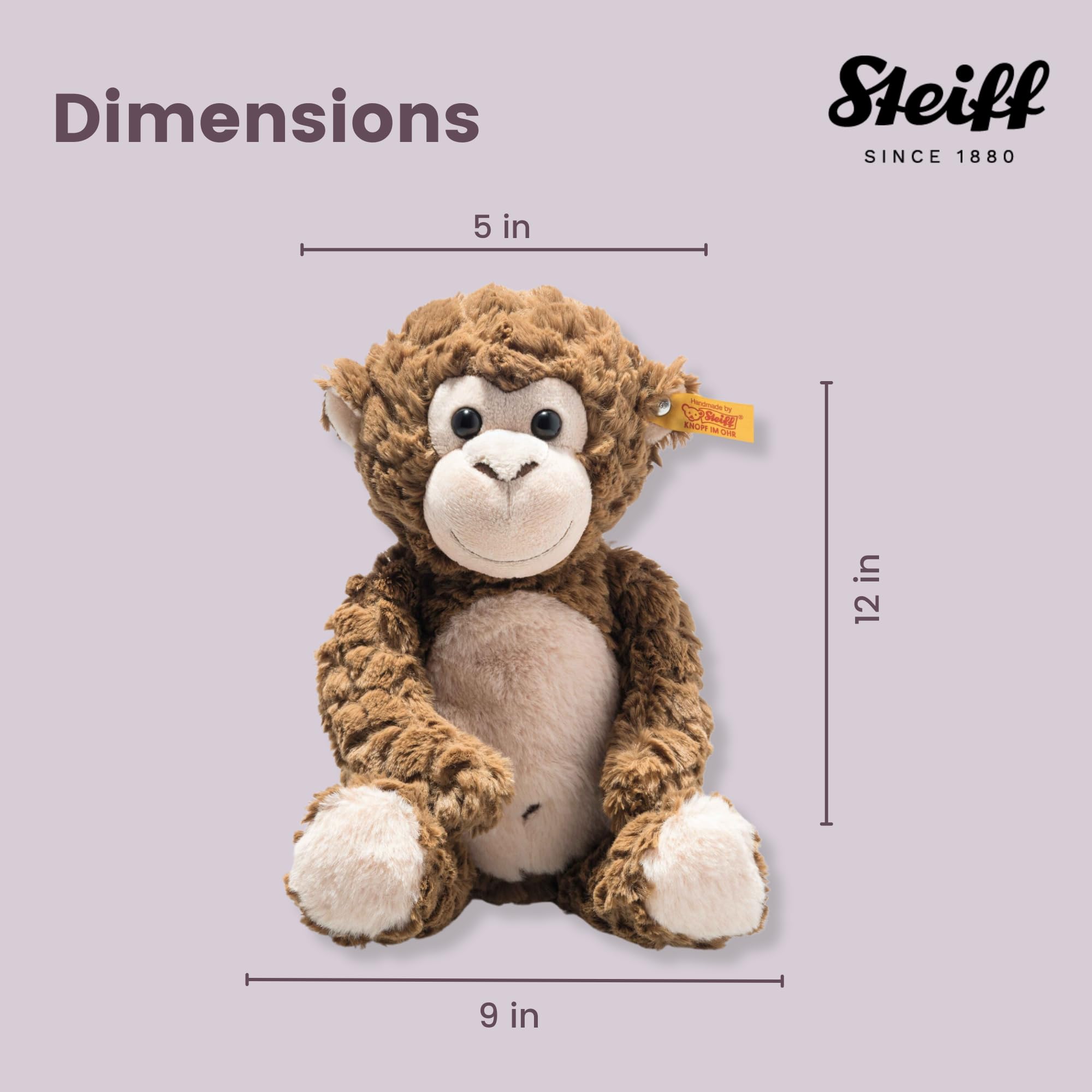 Steiff Bodo Affe 30 cm, Plüsch-Affe, Soft Cuddly Friends, Kuscheltier für Kinder, aus kuschelweichem Plüsch & weich und waschmaschinenfest
