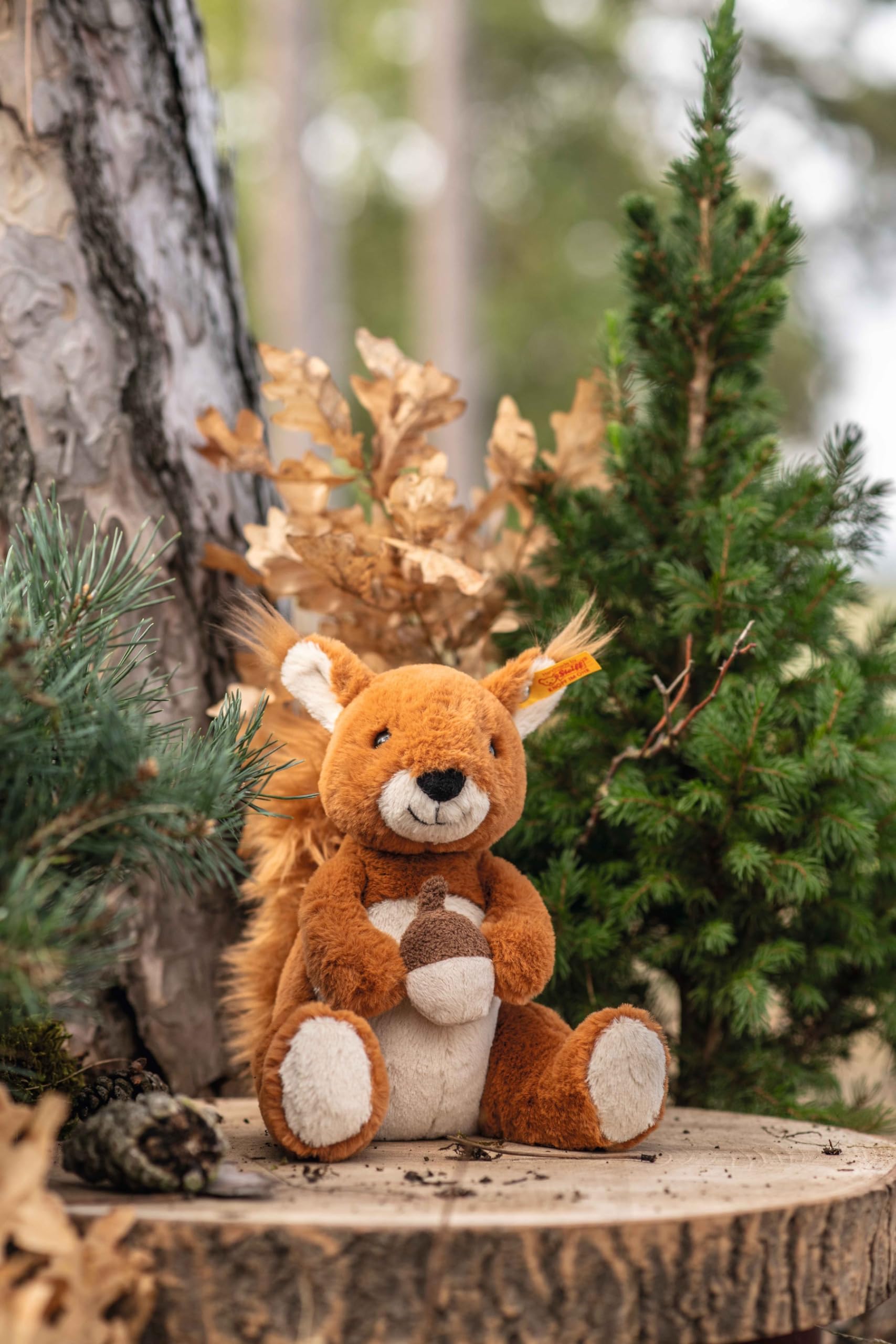 Steiff 045172 Soft Cuddly Friends Phil Eichhörnchen 20cm, rotbraun sitzend, Glazed Ginger