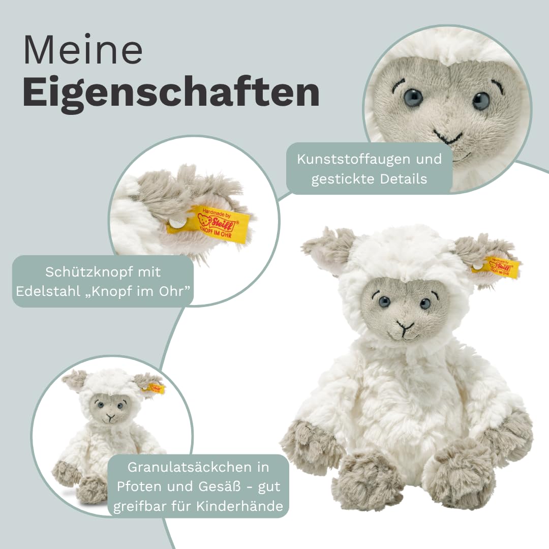 Steiff Kuscheltier Lita Lamm, Süßes Stofftier mit Kunststoffaugen, Kinder, Jungen & Mädchen, Soft Cuddly Friends, Plüschtier 20 cm, Weiß