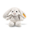 Steiff Hoppie Hase 18 cm hellgrau, Plüschtier Hase mit Schlappohren, Soft Cuddly Friends, flauschiges Stofftier zum Kuscheln und Spielen